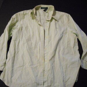 Ladies 'Lauren -Ralph Lauren' petites/L-White/green-tailored button down shirt